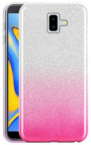 Луксозен силиконов гръб ТПУ с брокат за Samsung Galaxy J6 Plus 2018 J610F преливащ сребристо към розово 